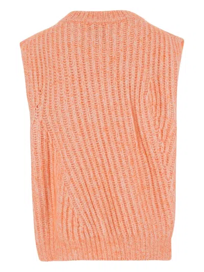 Sa Su Phi Sleeveless Ribbed Wool Blend Jumper In Orange