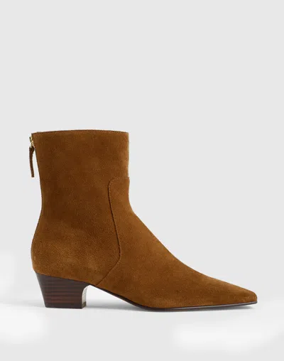 Madewell The Lexie Ankle Boots In Suede Warm Chestnut In Brown