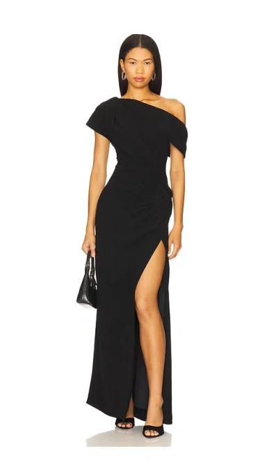 Simkhai Kally One-shoulder Draped Pleated Crepe Gown In Black