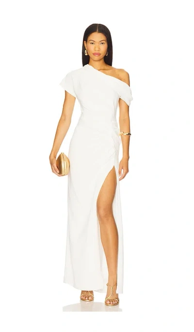 Simkhai Kally Draped Asymmetric-shoulder Maxi Dress In White