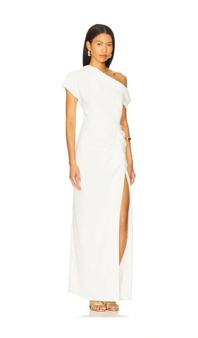 Simkhai Kally Draped Asymmetric-shoulder Maxi Dress In White