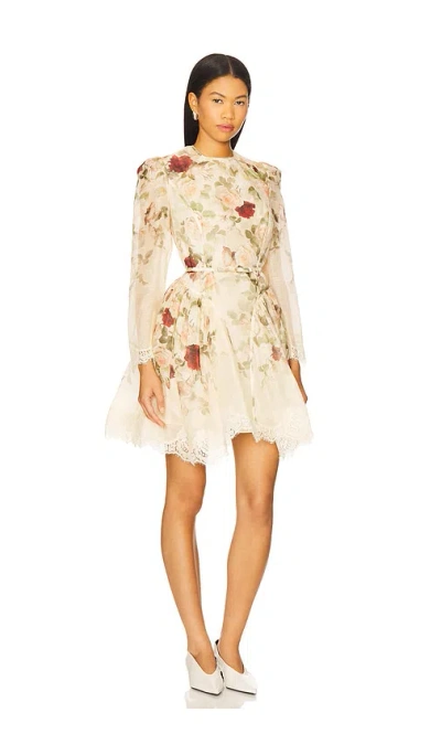 Zimmermann Womens Cream Cascade Hypnotic Lace Linen And Silk Mini Dress In Multi
