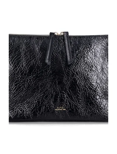 Apc Vera Textured Shoulder Bag With Adjustable Strap In Black