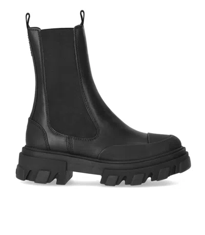 Ganni Black Leather Chelsea Boots In Black