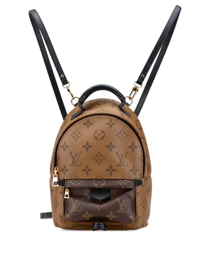 Pre-owned Louis Vuitton 2017 Monogram Reverse Mini Palm Springs Backpack In Brown