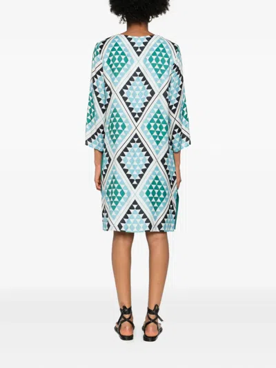 Marc O'polo Geometric-print V-neck Midi Dress In Multi