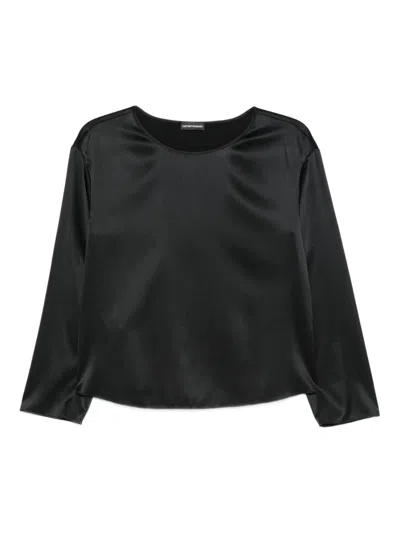 Emporio Armani Silk Top In Black