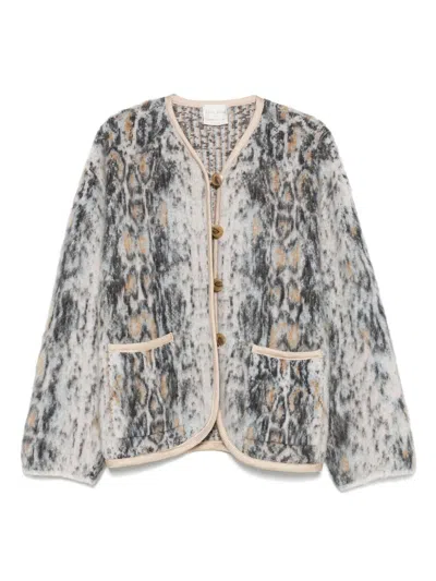 Forte Forte Animal-pattern Buttoned Cardigan In Blue