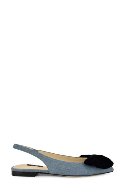 Nine West Junnie Pointed Toe Slingback Flat In Blue