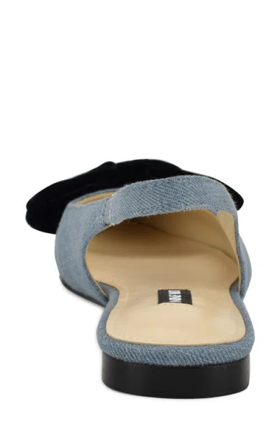Nine West Junnie Pointed Toe Slingback Flat In Blue
