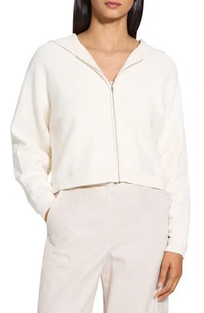 Theory Zip-up Hoodie In Rounded Cotton In Brown