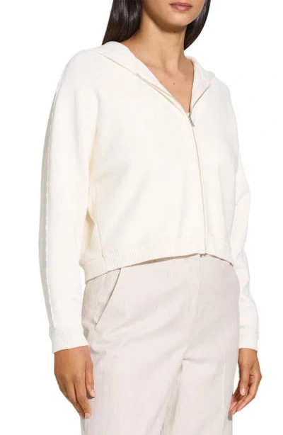 Theory Zip-up Hoodie In Rounded Cotton In Brown