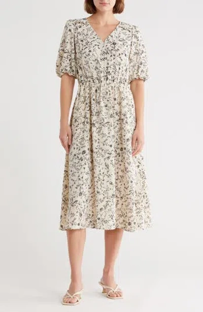 Melrose And Market Ruffle Yoke Midi Dress In Neutral