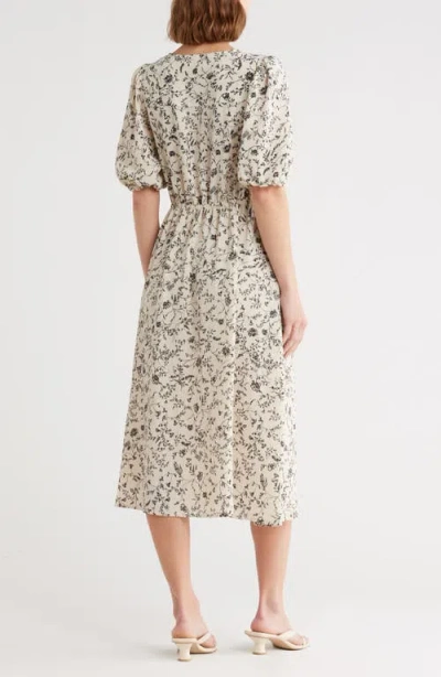 Melrose And Market Ruffle Yoke Midi Dress In Neutral