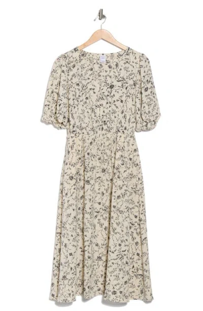 Melrose And Market Ruffle Yoke Midi Dress In Neutral