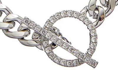 Juvell Cubic Zirconia Toggle Curb Chain Necklace In Brown