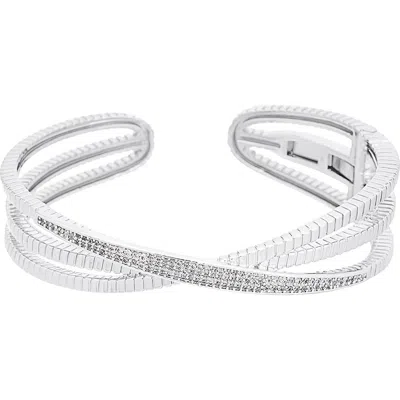Juvell Cubic Zirconia Hinged Cuff Bracelet In Metallic