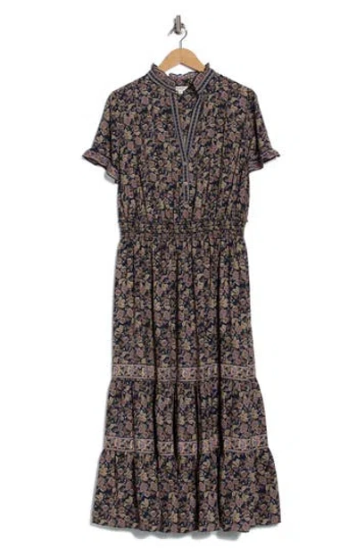 Max Studio Flutter Sleeve Tiered Maxi Dress In Gray