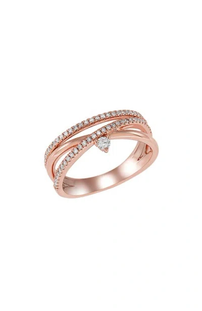Frankie & Zoe Diamond Crisscross Ring In Gold