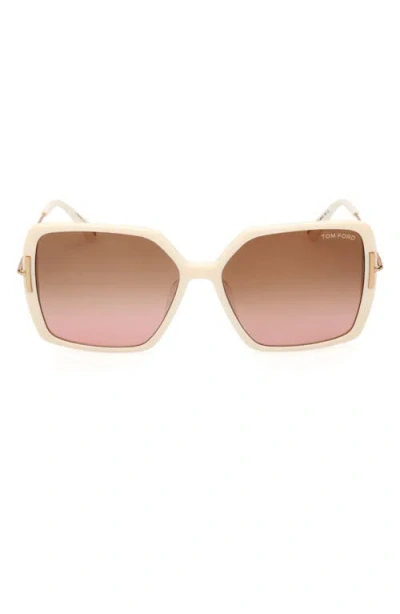 Tom Ford Joanna Amber Acetate Butterfly Sunglasses In Brown