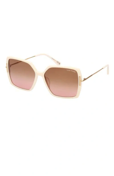 Tom Ford Joanna Amber Acetate Butterfly Sunglasses In Brown