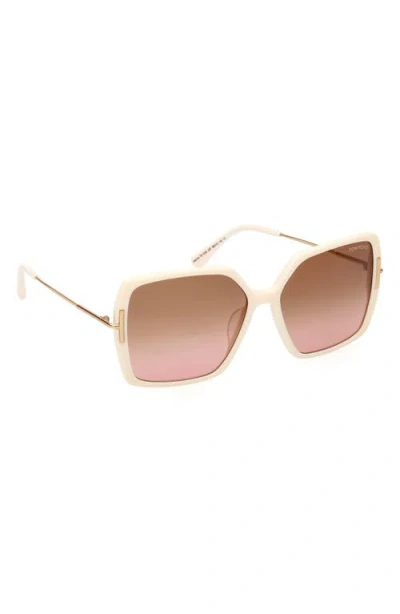 Tom Ford Joanna Amber Acetate Butterfly Sunglasses In Brown