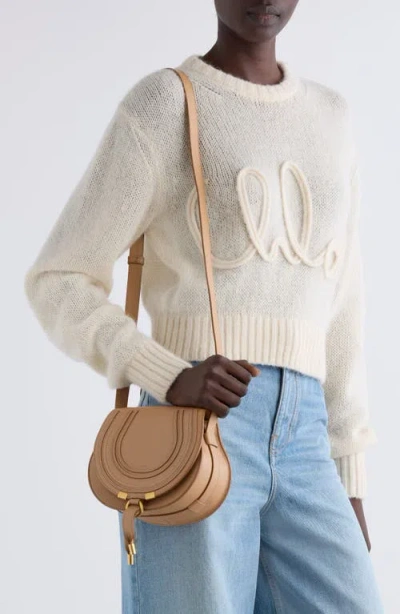 Chloé Small Marcie Leather Crossbody Bag In Neutral