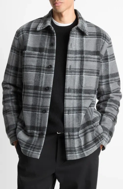 Vince Fleece Lined Shirt Jacket In Gray