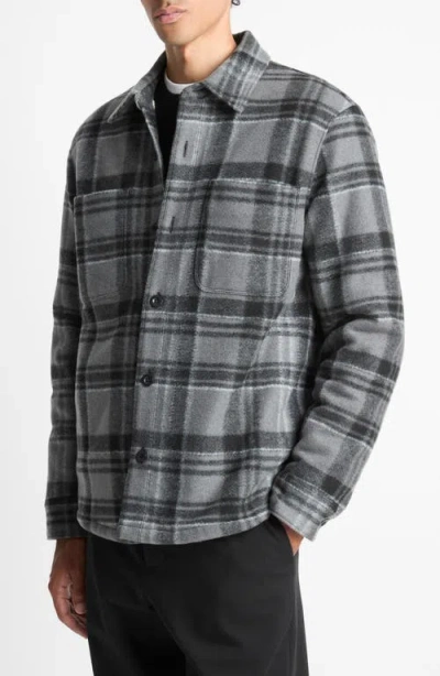Vince Fleece Lined Shirt Jacket In Gray