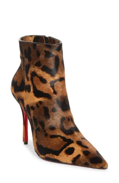 Christian Louboutin Miss Z 100mm Leopard Pony Hair Ankle Boots In Brown
