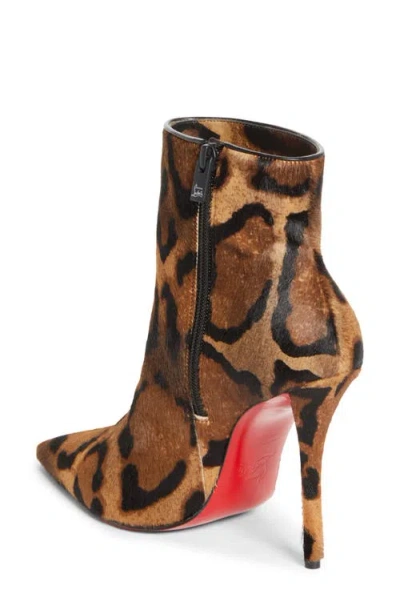 Christian Louboutin Miss Z 100mm Leopard Pony Hair Ankle Boots In Brown