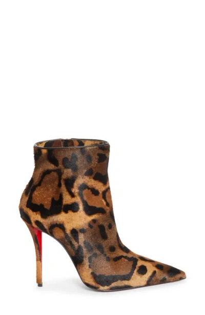 Christian Louboutin Miss Z 100mm Leopard Pony Hair Ankle Boots In Brown