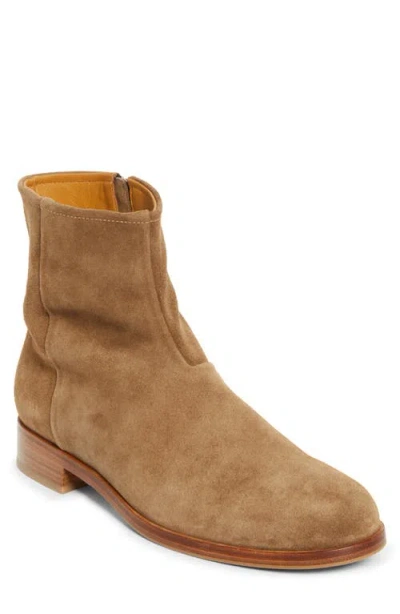 Common Projects Zipped Boot Ankle Boots In Camel Suede In Brown