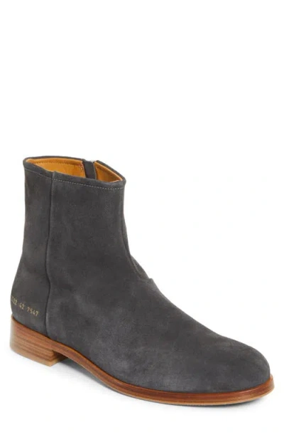 Common Projects Zipper Boot In Waxed Suede In Gray