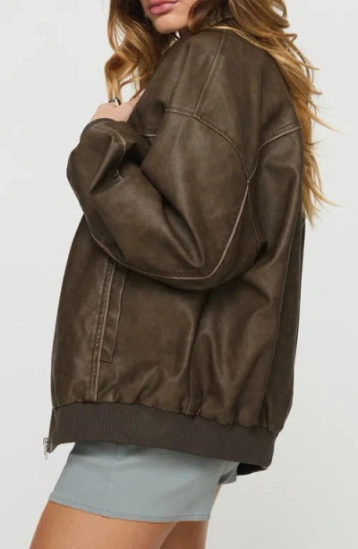 Princess Polly Goldsmith Water Repellent Faux Leather Jacket In Brown