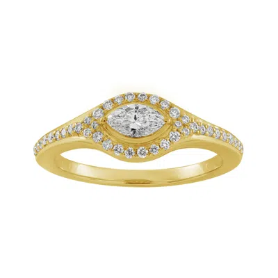Artisan Women's Gold / White Marquise Cut Diamond Solitaire Ring In 14kt Yellow Gold Fine Jewelry In Gold