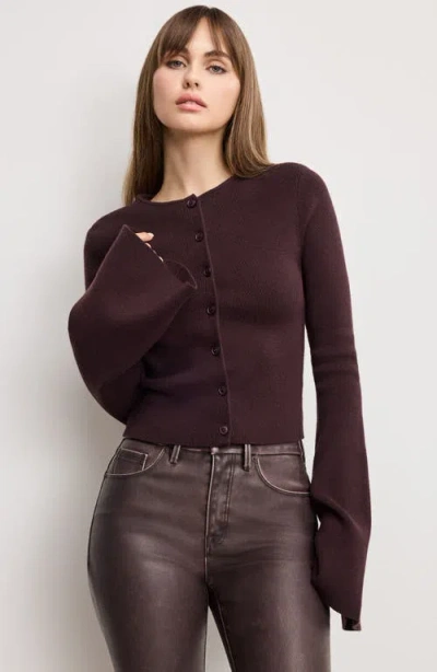 Good American Bell Sleeve Cardigan In Red