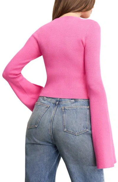 Good American Women's Bell Sleeve Knit Cardigan Sweater In Pink