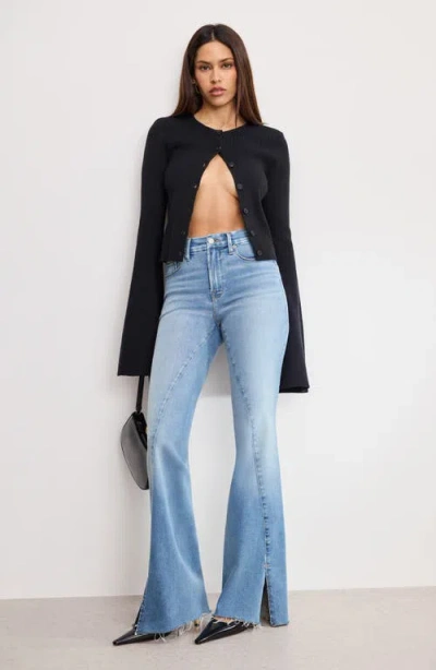 Good American Bell Sleeve Cardigan In Black