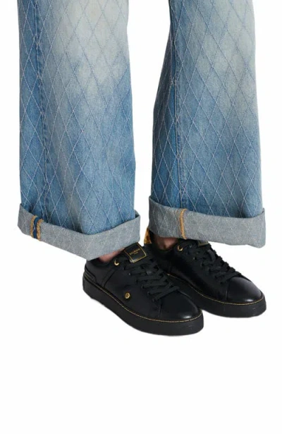 Balmain Sneakers 'court' Gold-tone Detail In Black