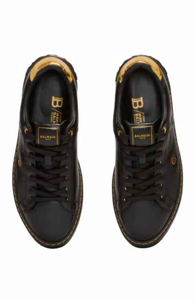 Balmain Sneakers 'court' Gold-tone Detail In Black