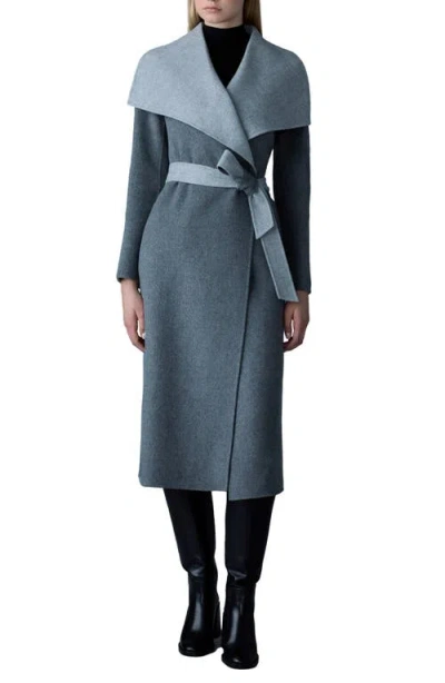 Mackage Mai Wool Belted Wrap Coat In Blue