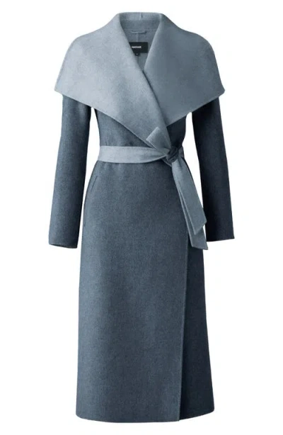 Mackage Mai Wool Belted Wrap Coat In Blue