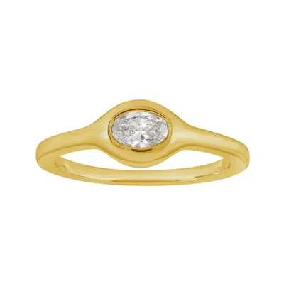 Artisan Women's Gold / White Oval Cut Diamond Solitaire Ring In 14kt Yellow Gold Elegant Jewelry In Gold