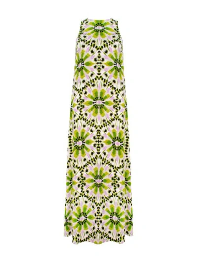 Ro&zo Womens Mosaic-print Round-neck Stretch-woven Maxi Dress Green In Green