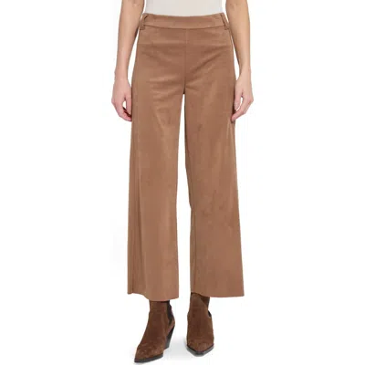 Lyssé Vionette Vegan Suede Wide Leg Trouser Pants In Camel In Nude