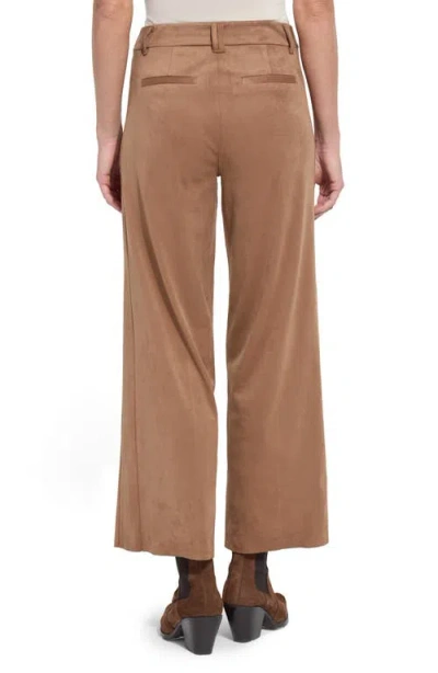 Lyssé Vionette Vegan Suede Wide Leg Trouser Pants In Camel In Nude