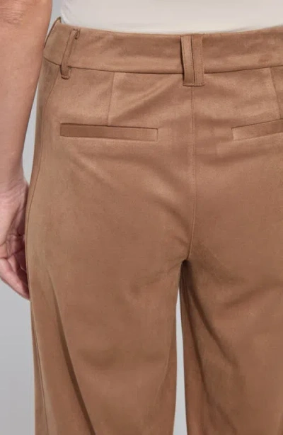 Lyssé Vionette Vegan Suede Wide Leg Trouser Pants In Camel In Nude