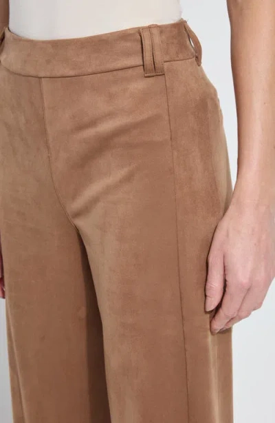 Lyssé Vionette Vegan Suede Wide Leg Trouser Pants In Camel In Nude