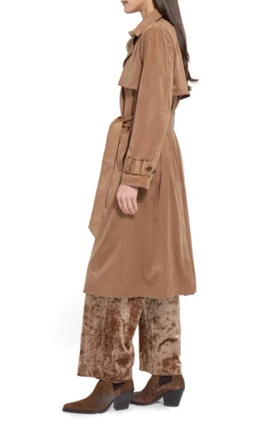 Lyssé Agatha Vegan Suede Trench Coat In Camel In Brown